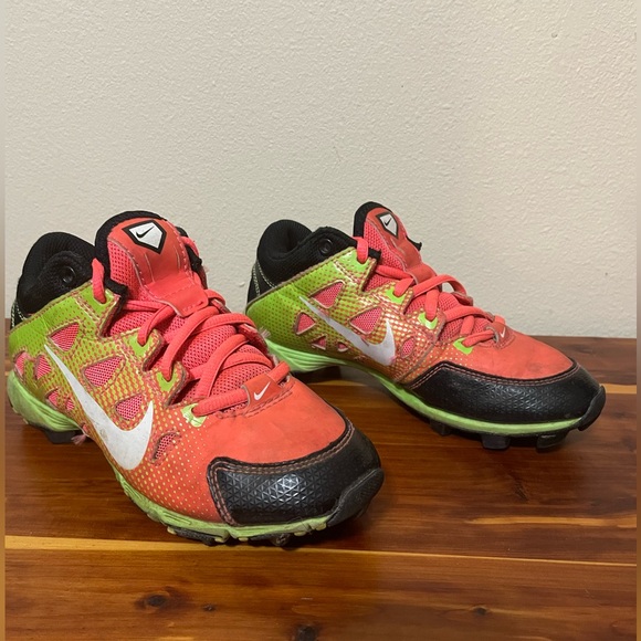 Nike t-ball pink & neon green cleats child size 13 - Picture 5 of 8